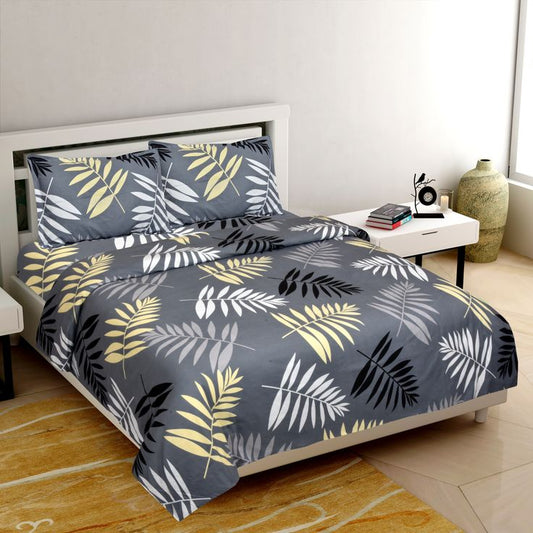 Duvet Cover-Black Feathers Bed Sheets Apricot