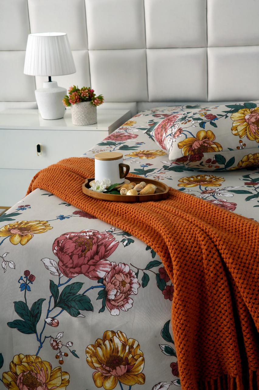 3 PCs Double Bed Sheet DB-221 Bed Sheets Apricot