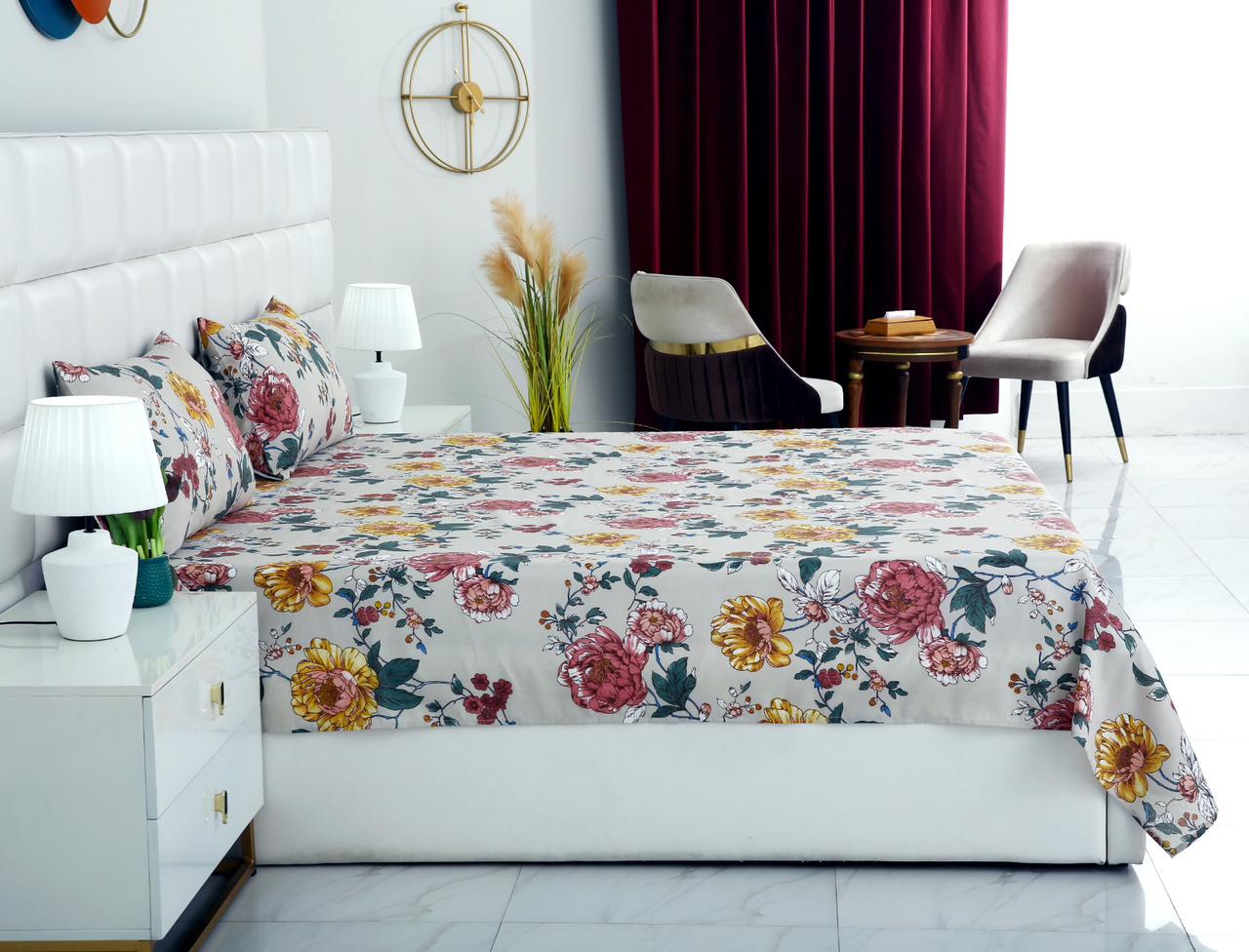 3 PCs Double Bed Sheet DB-221 Bed Sheets Apricot