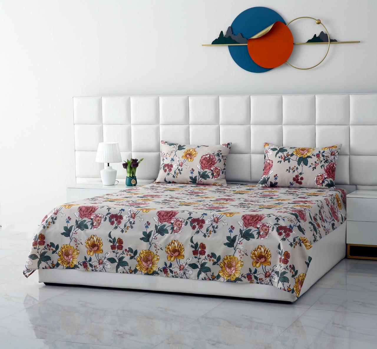 3 PCs Double Bed Sheet DB-221 Bed Sheets Apricot