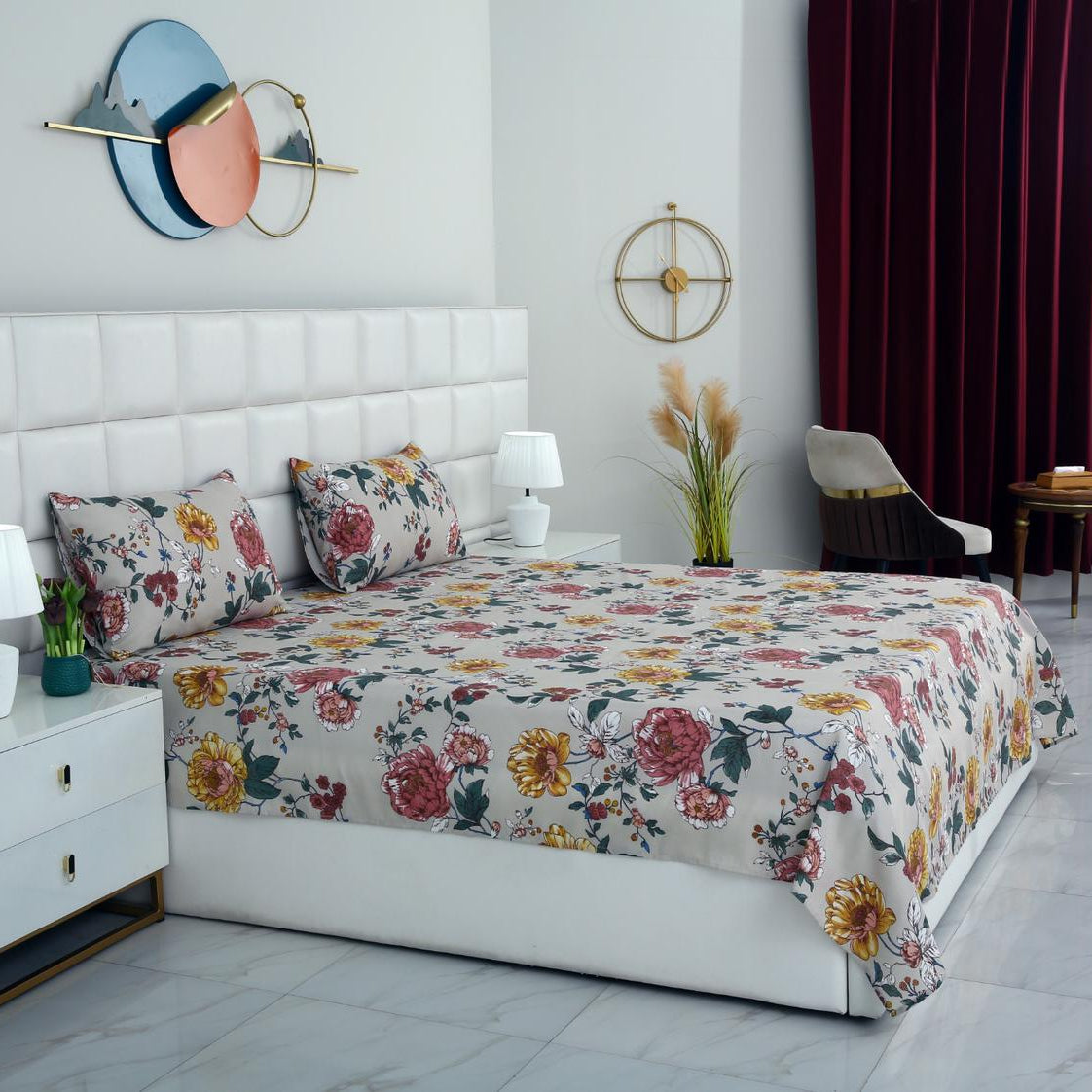 3 PCs Double Bed Sheet DB-221 Bed Sheets Apricot