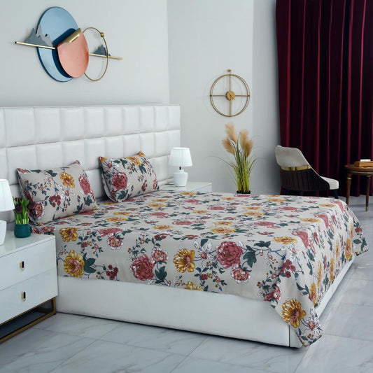 3 PCs Double Bed Sheet DB-221 Bed Sheets Apricot