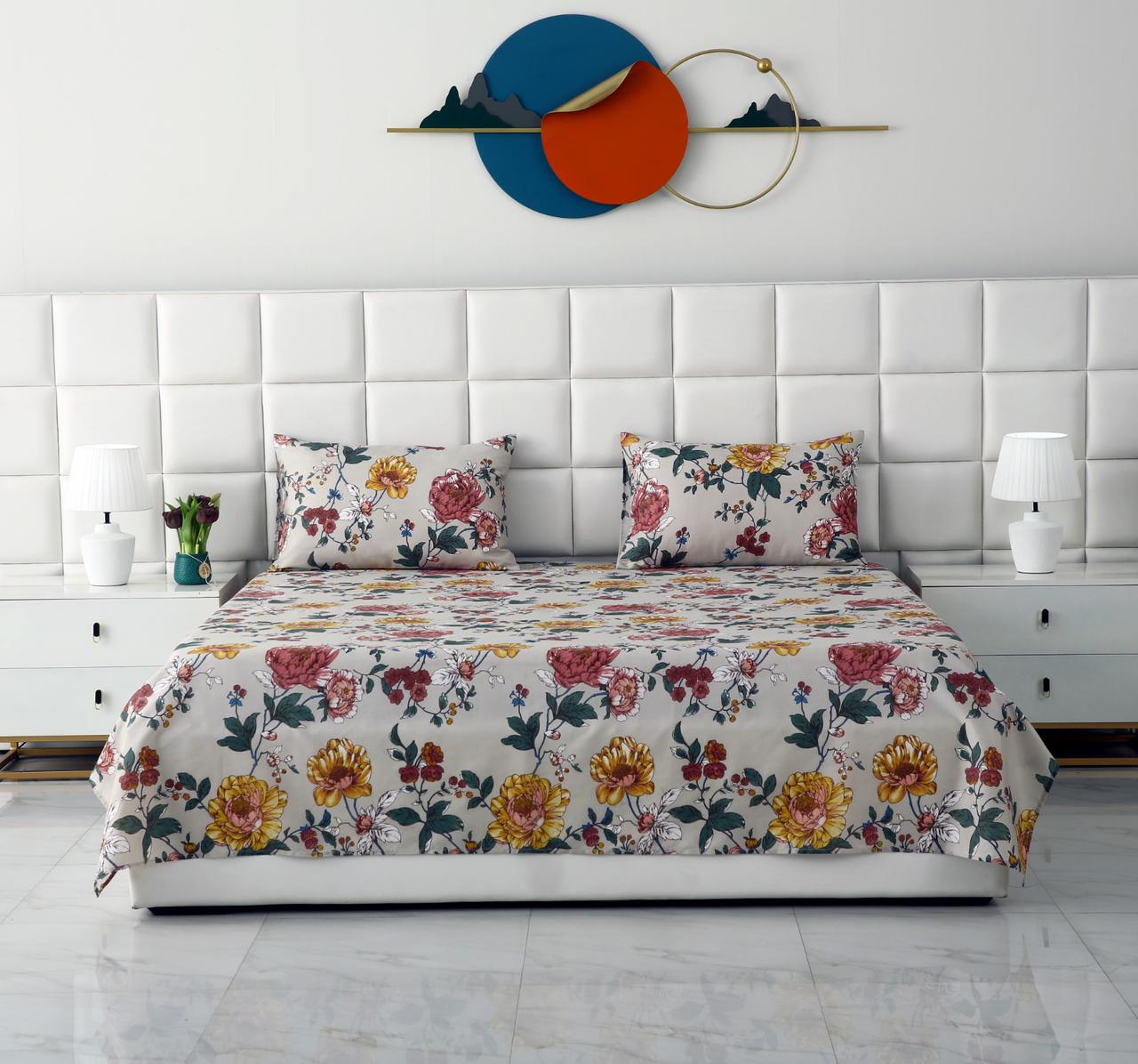 3 PCs Double Bed Sheet DB-221 Bed Sheets Apricot