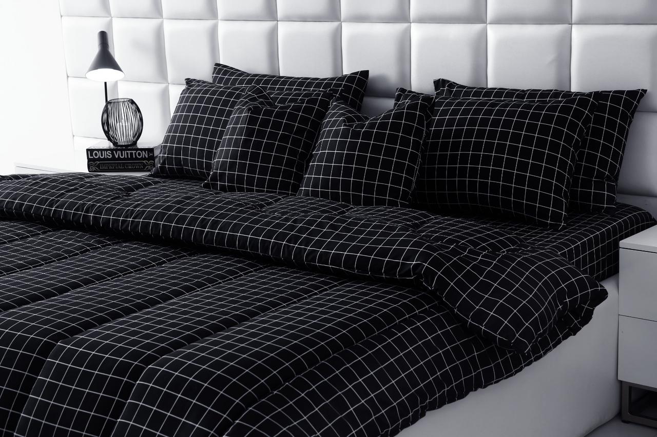 8 PCs Winter Comforter Set-Black Check Comforters Apricot