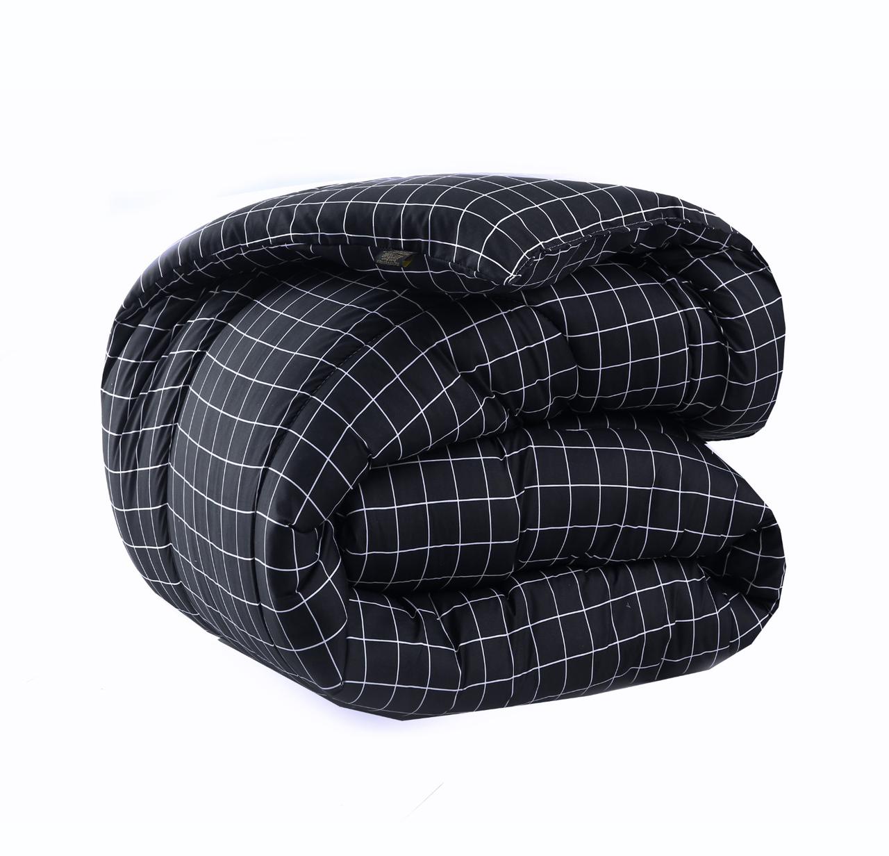 8 PCs Winter Comforter Set-Black Check Comforters Apricot