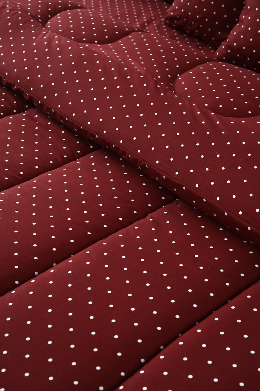 8 PCs Winter Razai Set-Plum Polka Comforters Apricot