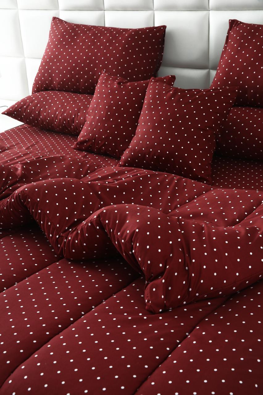 8 PCs Winter Razai Set-Plum Polka Comforters Apricot