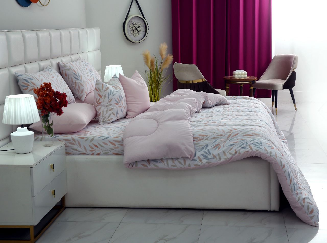8 PCs Winter Comforter Set-Pastel Pink