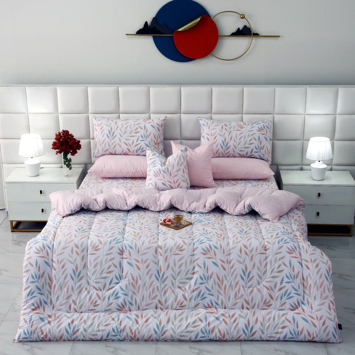 8 PCs Winter Comforter Set-Pastel Pink