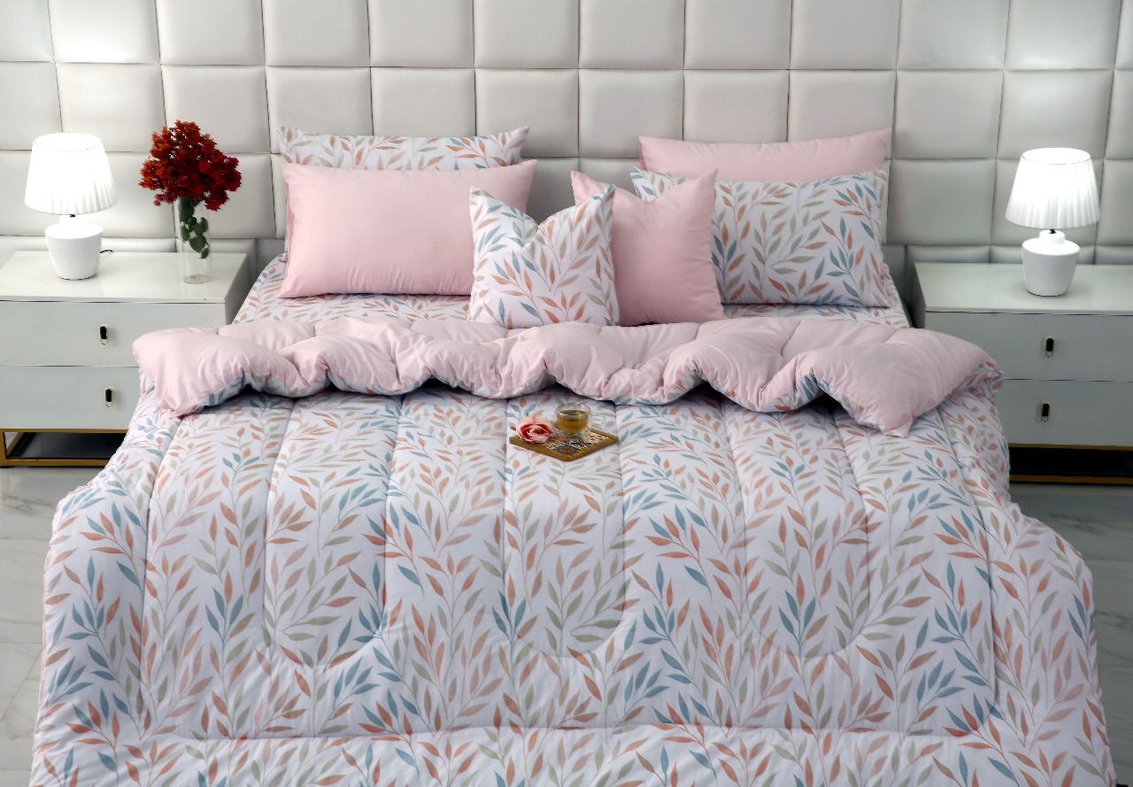 8 PCs Winter Comforter Set-Pastel Pink