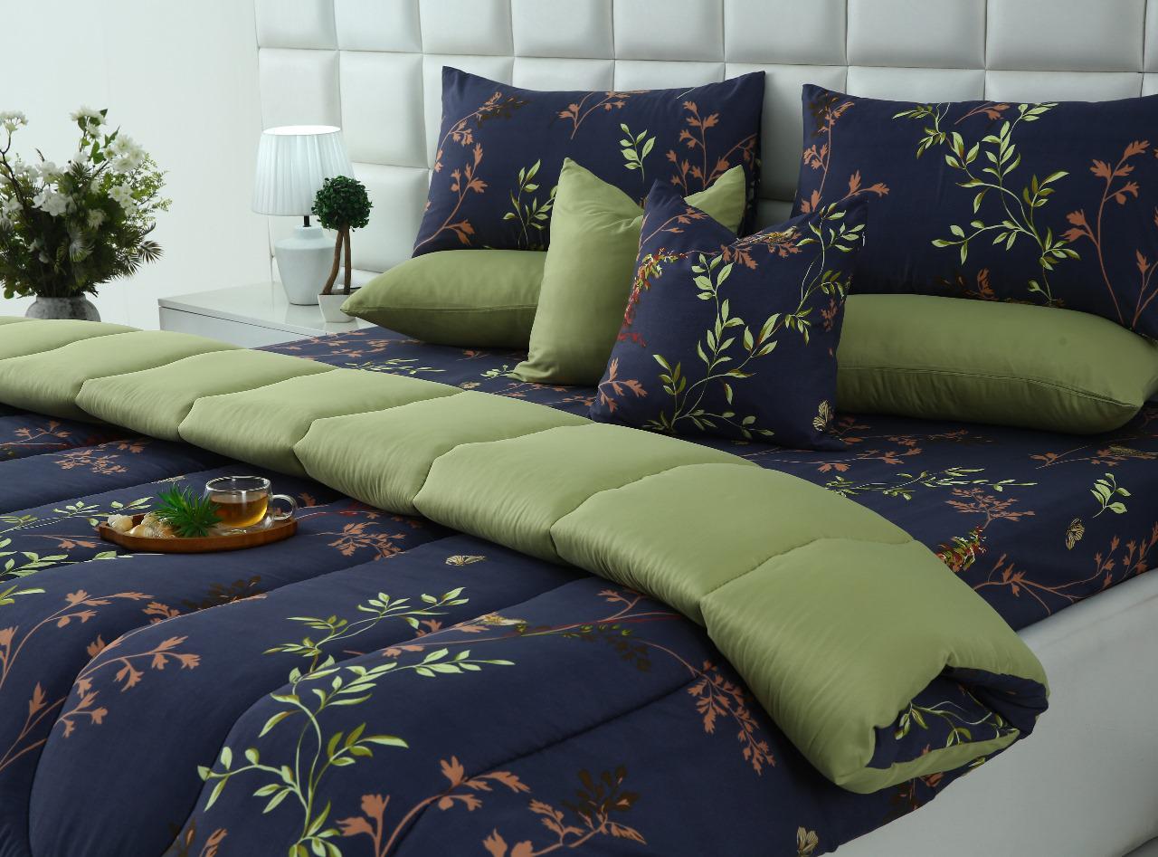 5 PCs Single Comforter Set-Retro Leaf Comforters Apricot