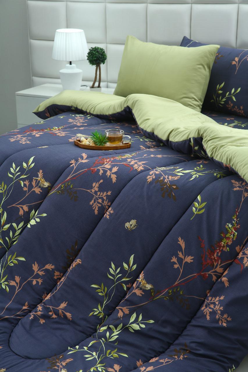 8 PCs Winter Comforter Set-Retro Leaf Comforters Apricot