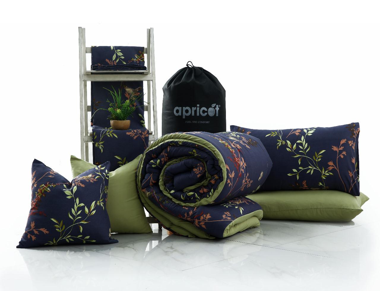 5 PCs Single Comforter Set-Retro Leaf Comforters Apricot