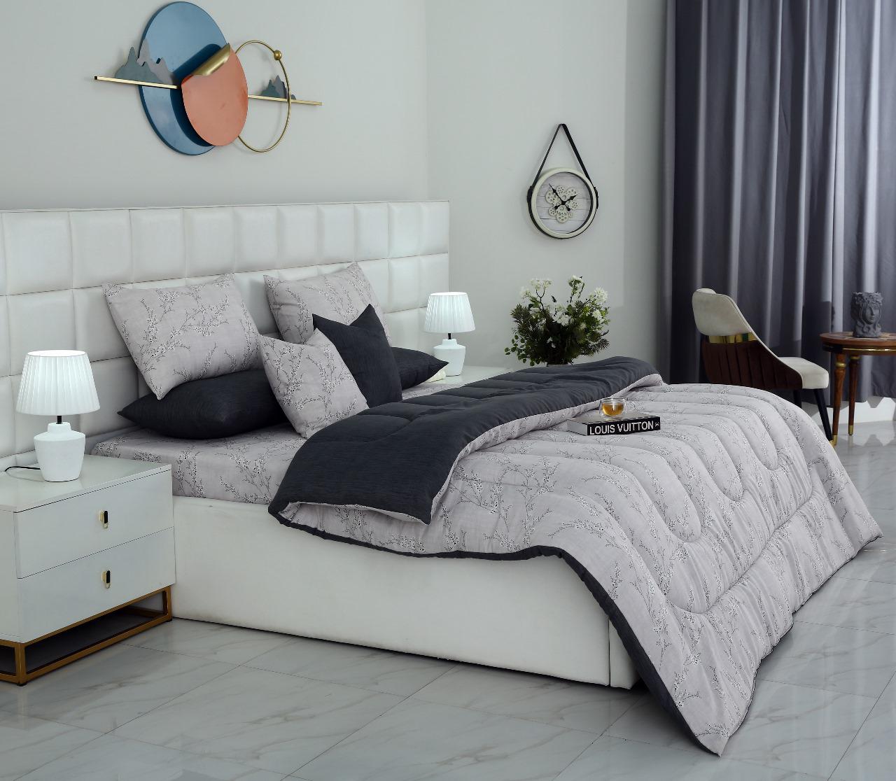 8 PCs Winter Comforter Set-Jaipur Weaves Comforters Apricot