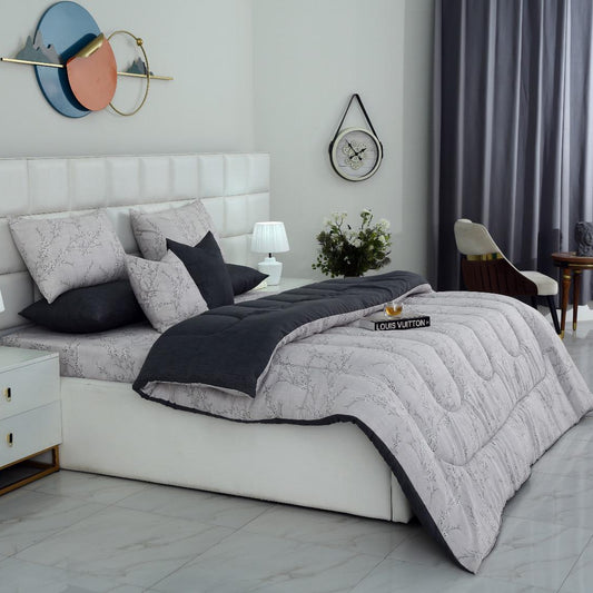 6 PCs Summer Comforter Set- Jaipur Weaves Bed Spread Apricot