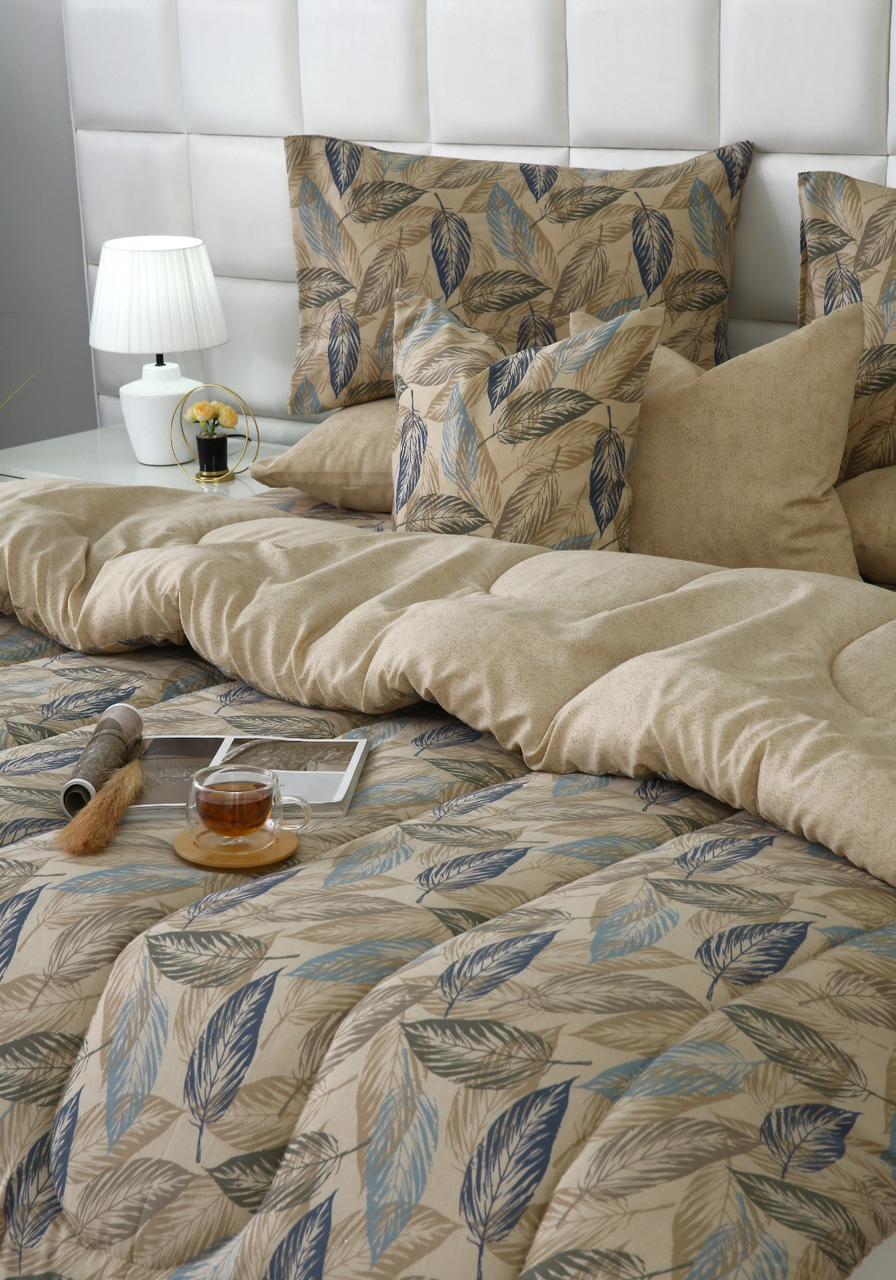 8 PCs Winter Comforter Set-Garden Bench Comforters Apricot