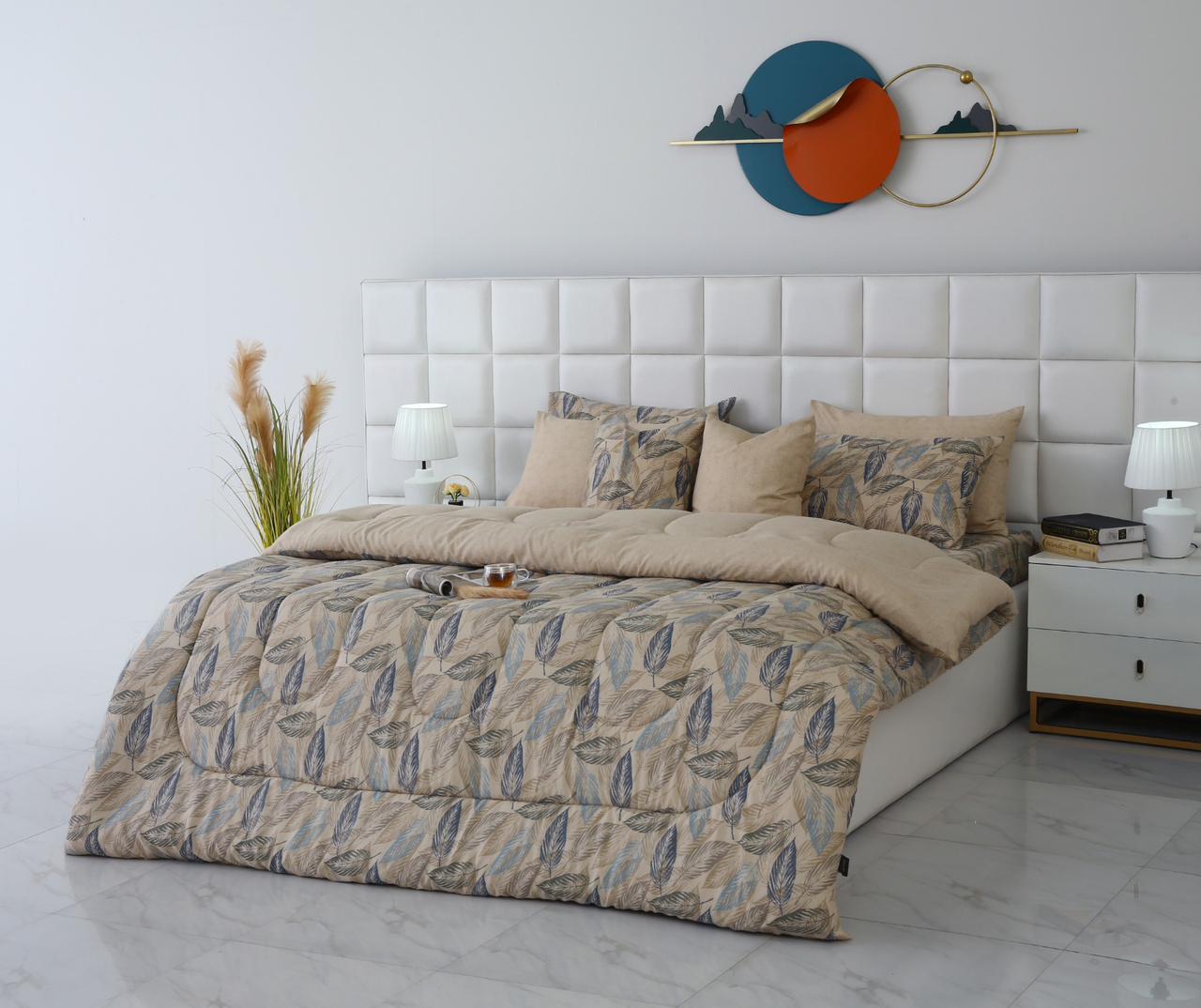 8 PCs Winter Comforter Set-Garden Bench Comforters Apricot