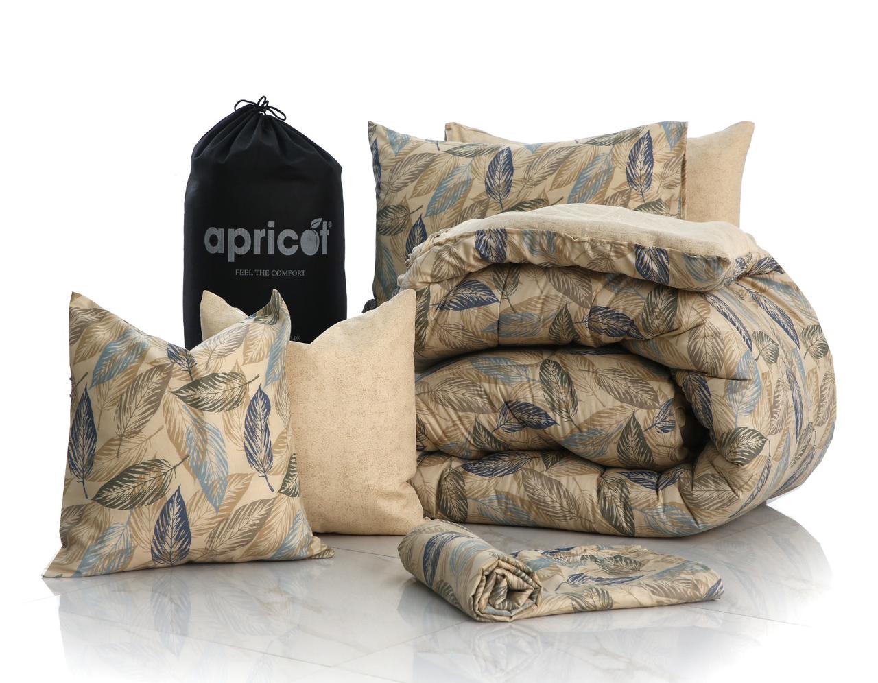 5 PCs Single Razai Set-Garden Bench Comforters Apricot