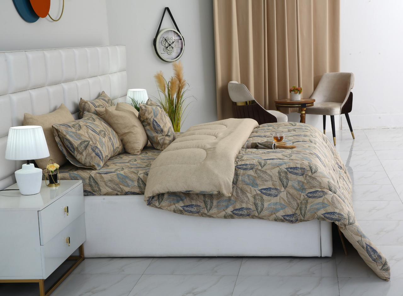 8 PCs Winter Comforter Set-Garden Bench Comforters Apricot