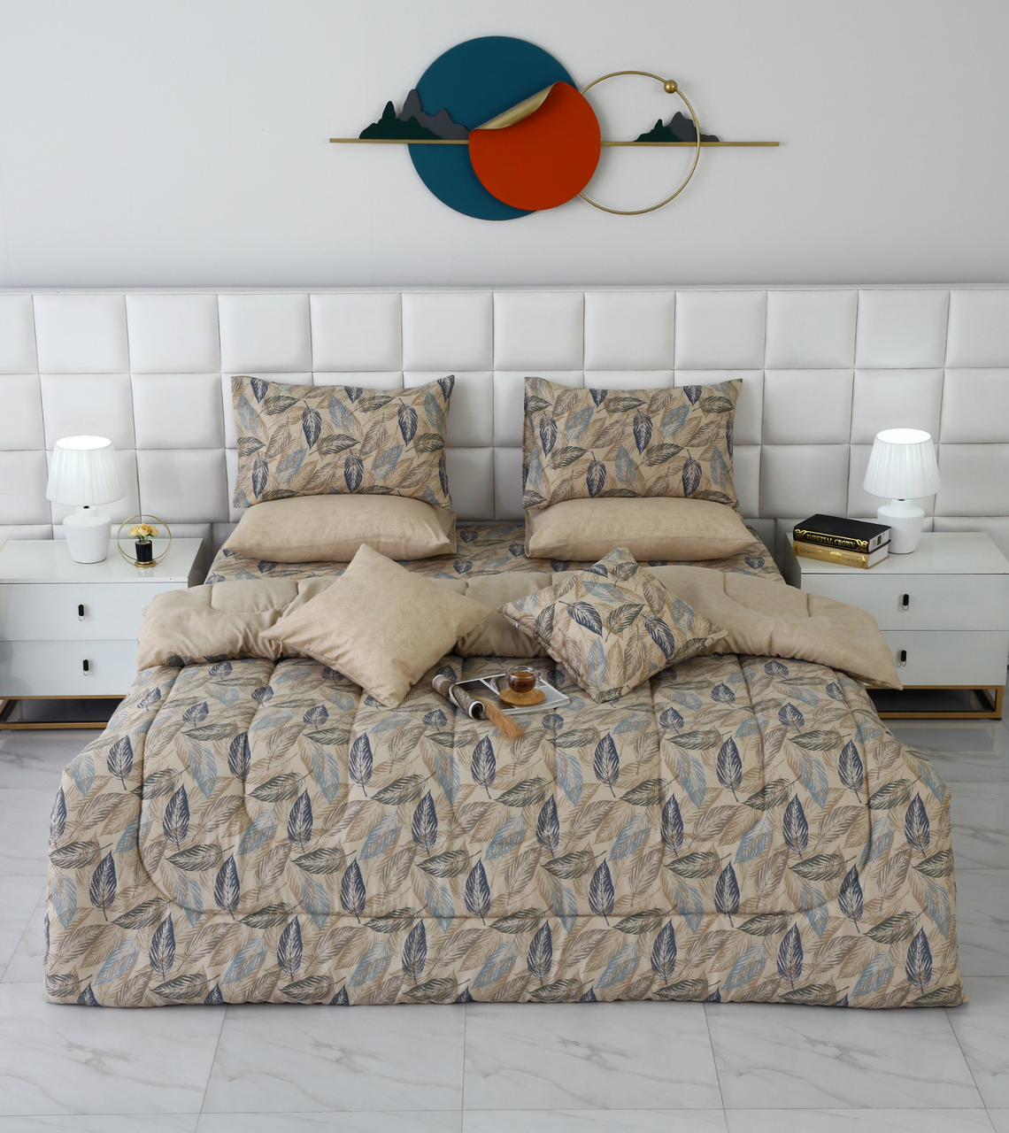 8 PCs Winter Comforter Set-Garden Bench Comforters Apricot