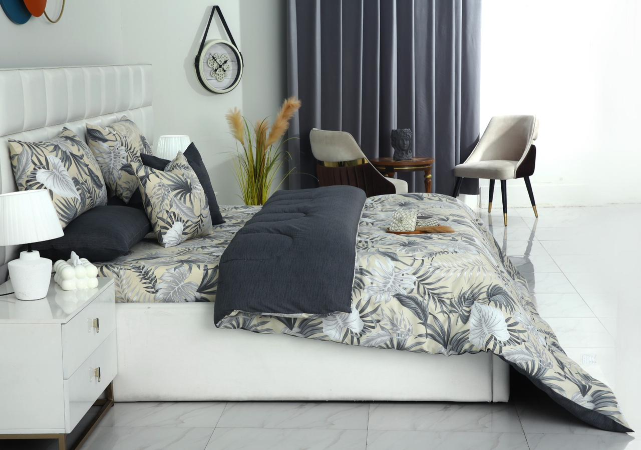 8 PCs Winter Razai Set-Hawaii(With Grey Reverse) Comforters Apricot