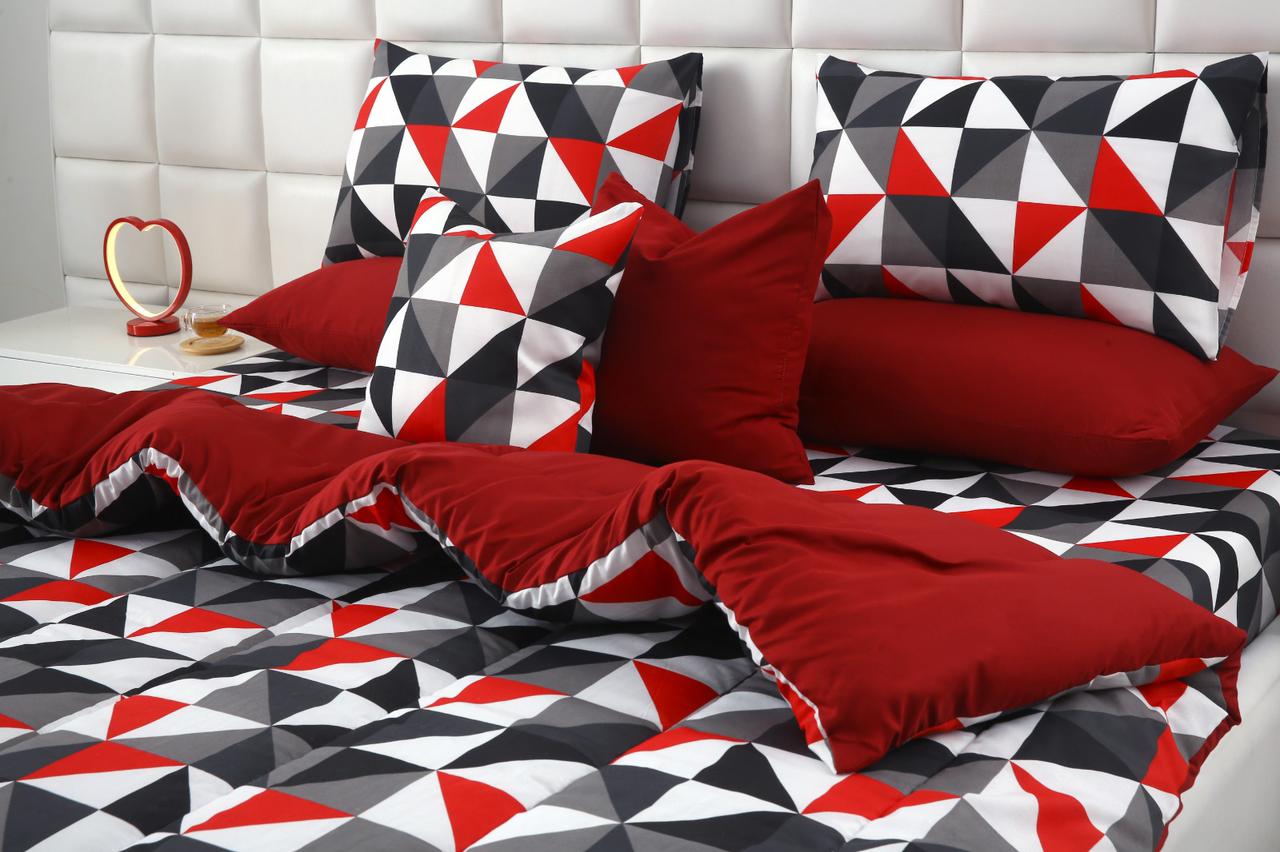 8 PCs Winter Razai Set-Abstract Geometric Comforters Apricot