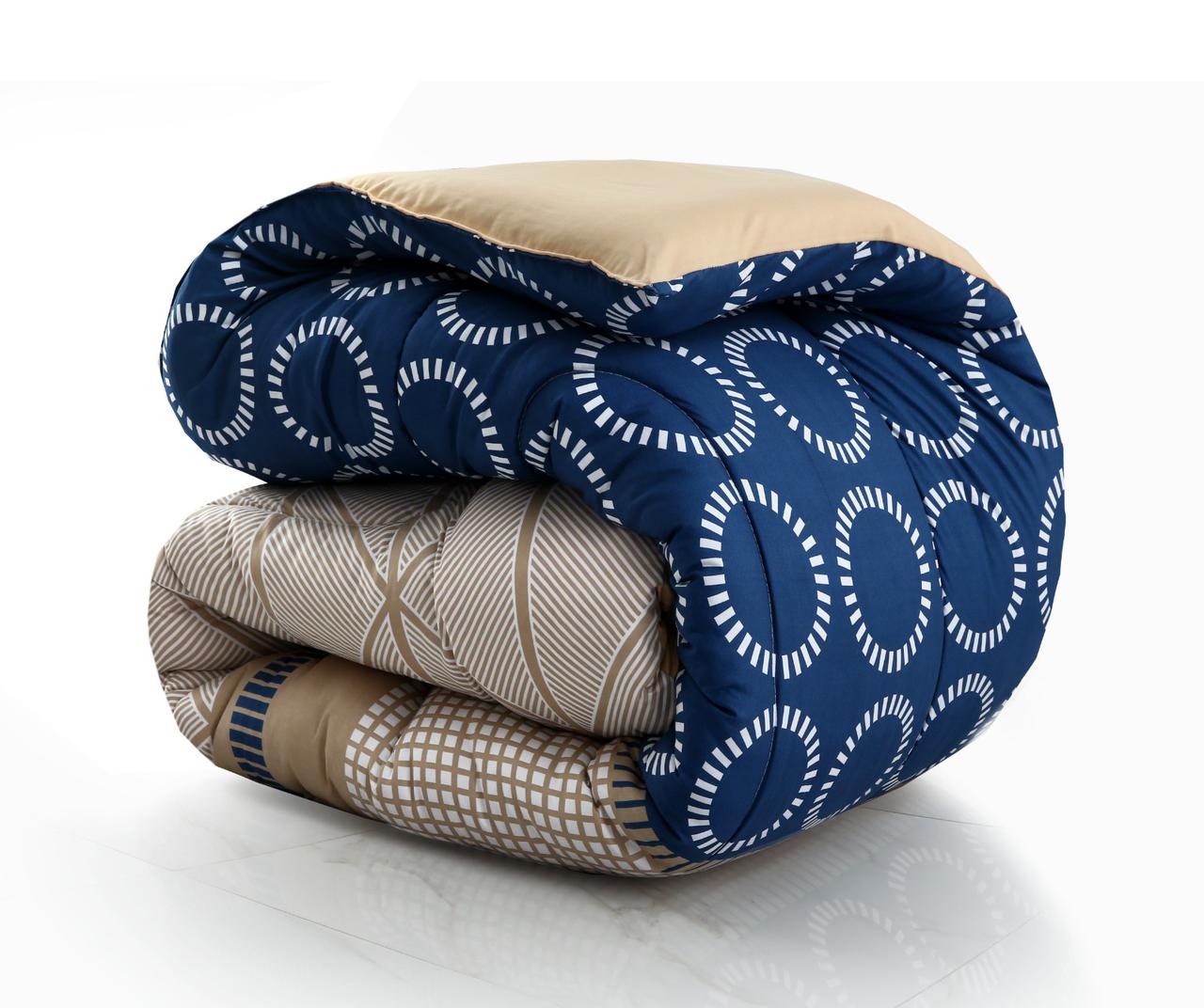 8 PCs Winter Razai Set-Starry Nights(With Beige Reverse) Comforters Apricot