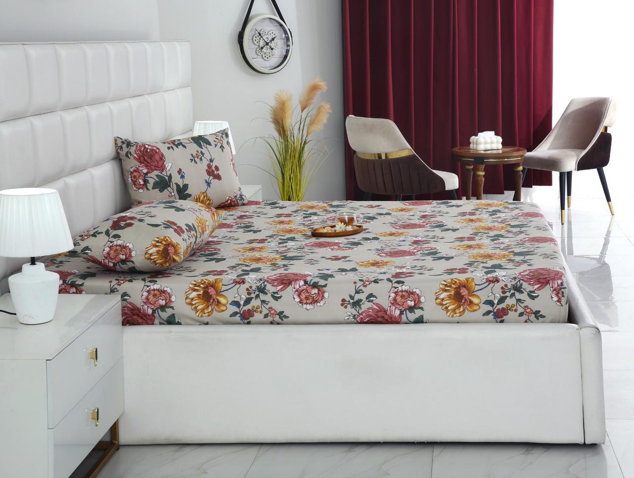 Fitted Bed Sheet-Vintage Garden Fitted Sheets Apricot