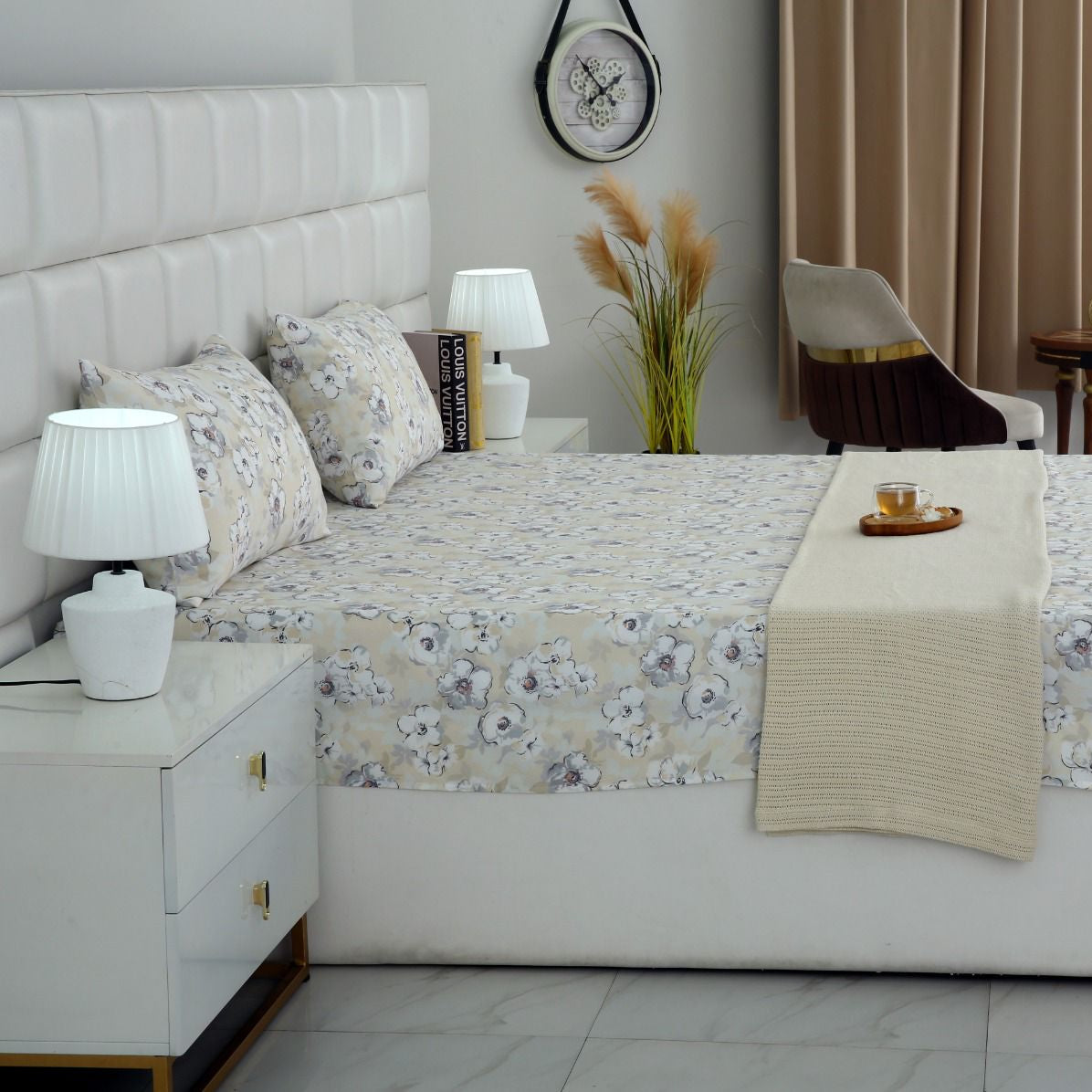 3 PCs Bed Sheet-Buttercup BED SHEET Apricot