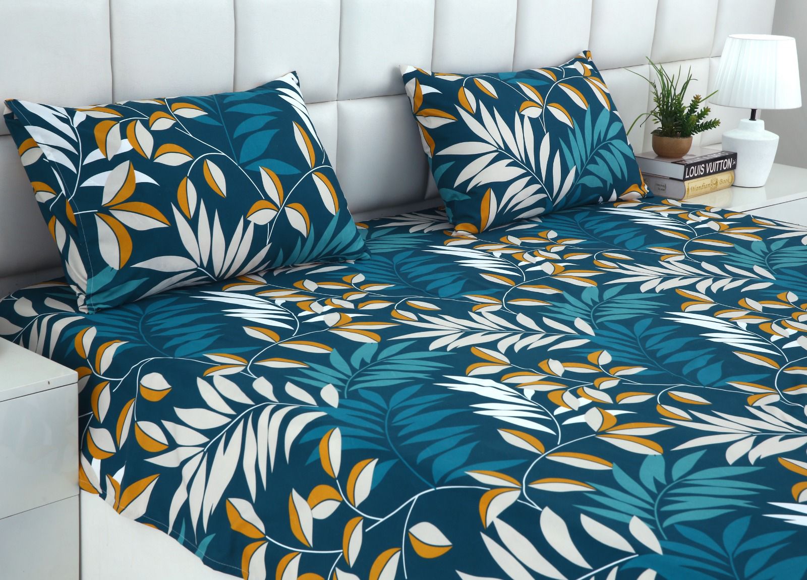 3 PCs Bed Sheet-Tropicals BED SHEET Apricot