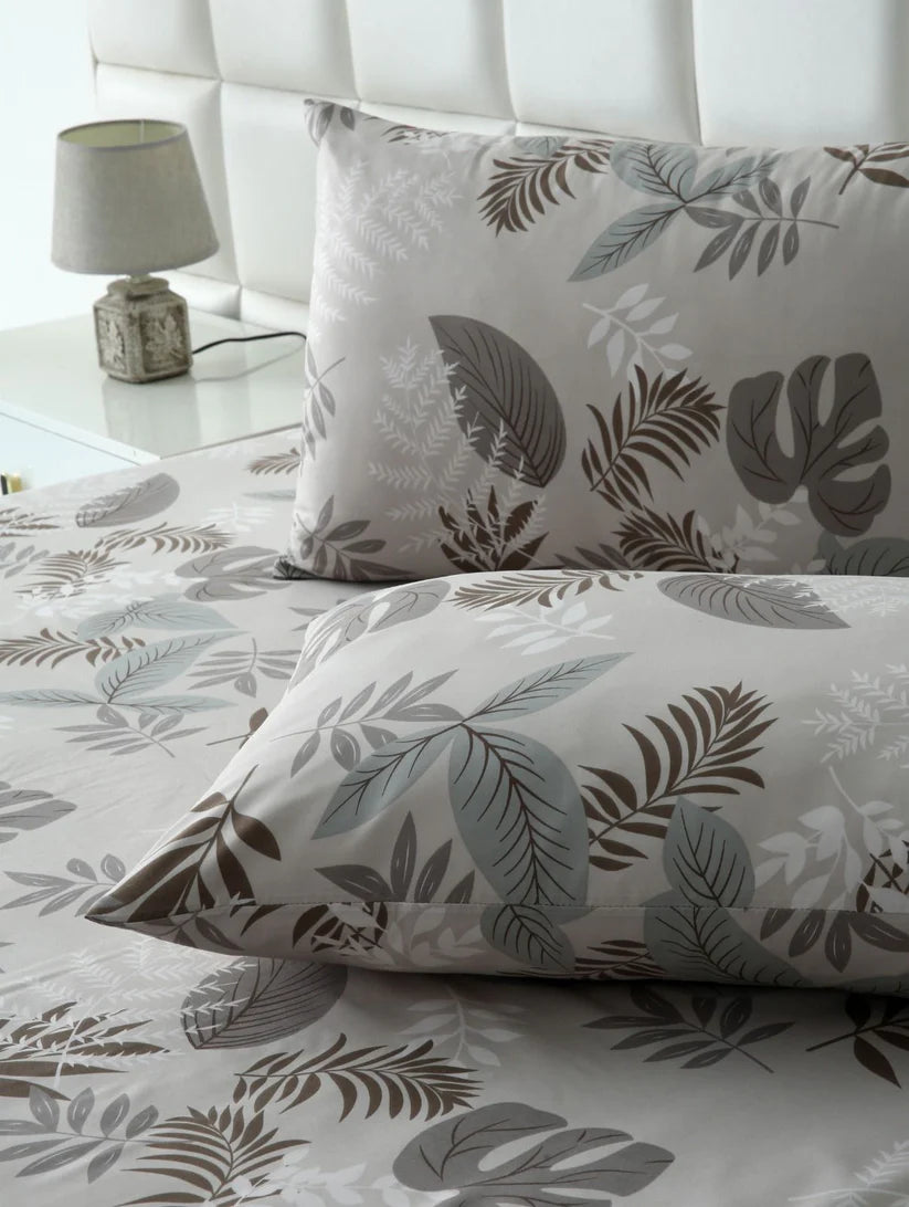 3 PCs Double Bed Sheet-Leaf Style BED SHEET Apricot