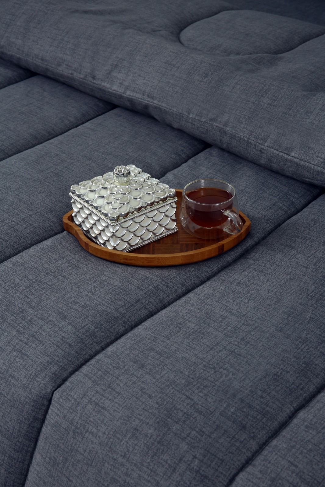 8 PCs Winter Razai Set-Grey Texture Comforters Apricot