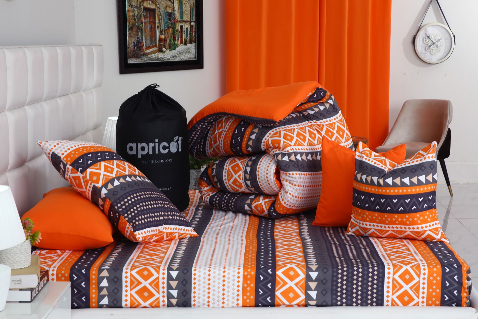 5 PCs Single Razai Set-Mexican Style Comforters Apricot