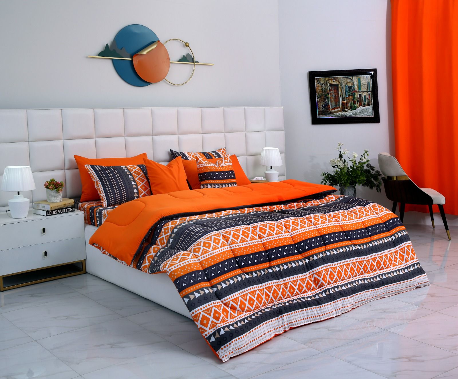 8 PCs Winter Razai Set-Mexican Style Comforters Apricot