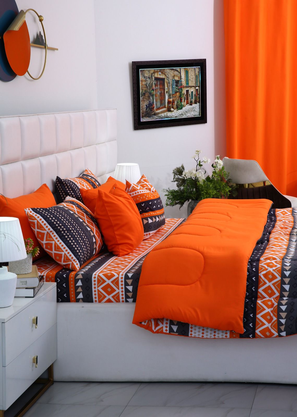 8 PCs Winter Razai Set-Mexican Style Comforters Apricot