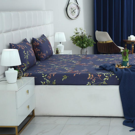 2Pcs Single Bed Sheet- Retro Leaf