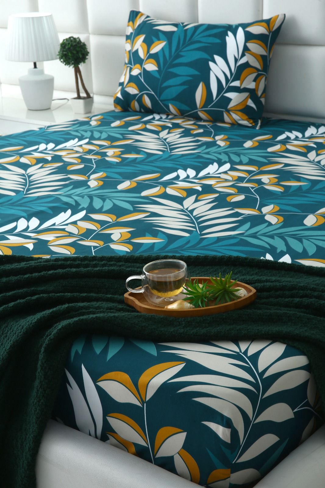 Fitted Bed Sheet-Tropicals Fitted Sheets Apricot