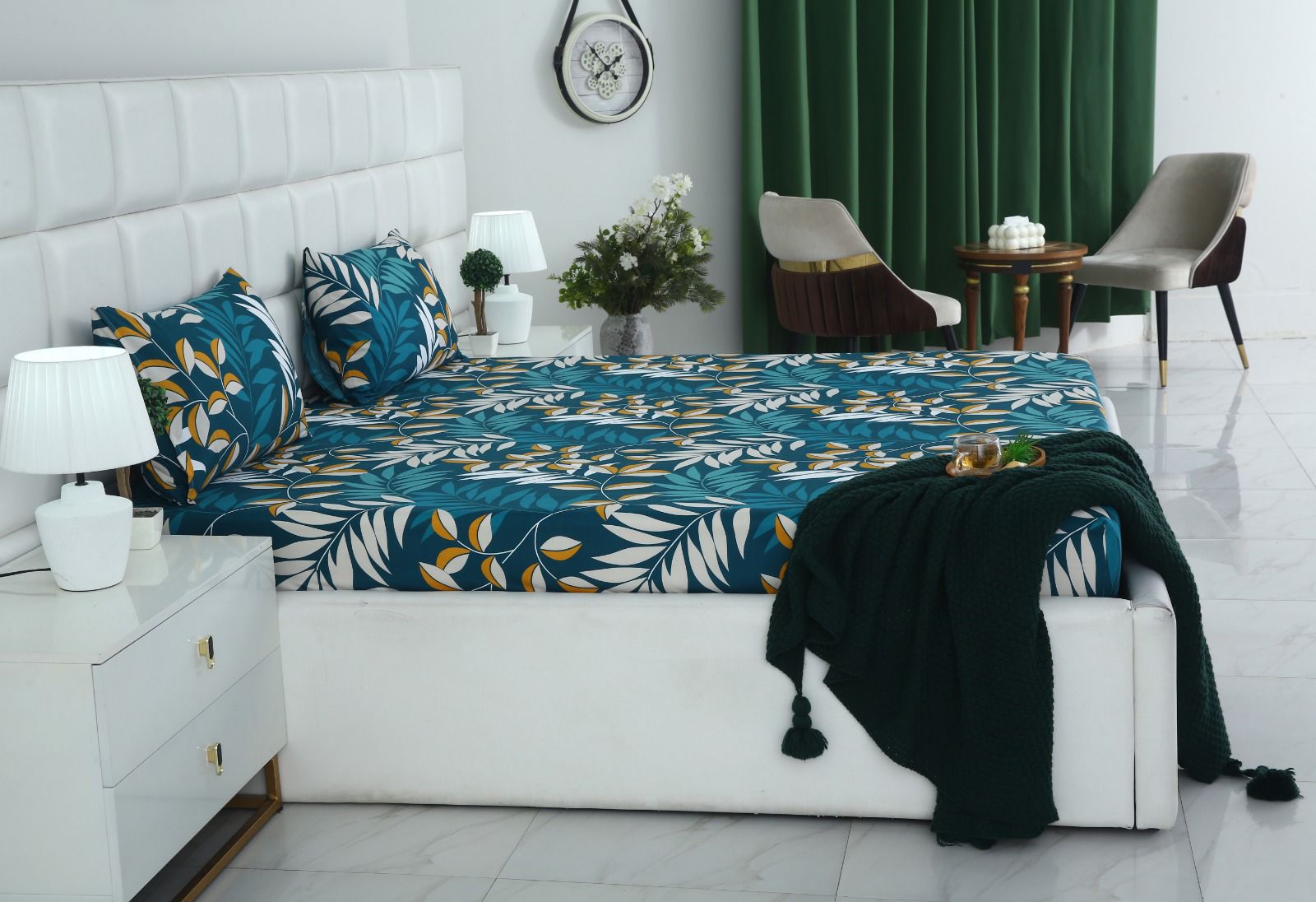 Fitted Bed Sheet-Tropicals Fitted Sheets Apricot