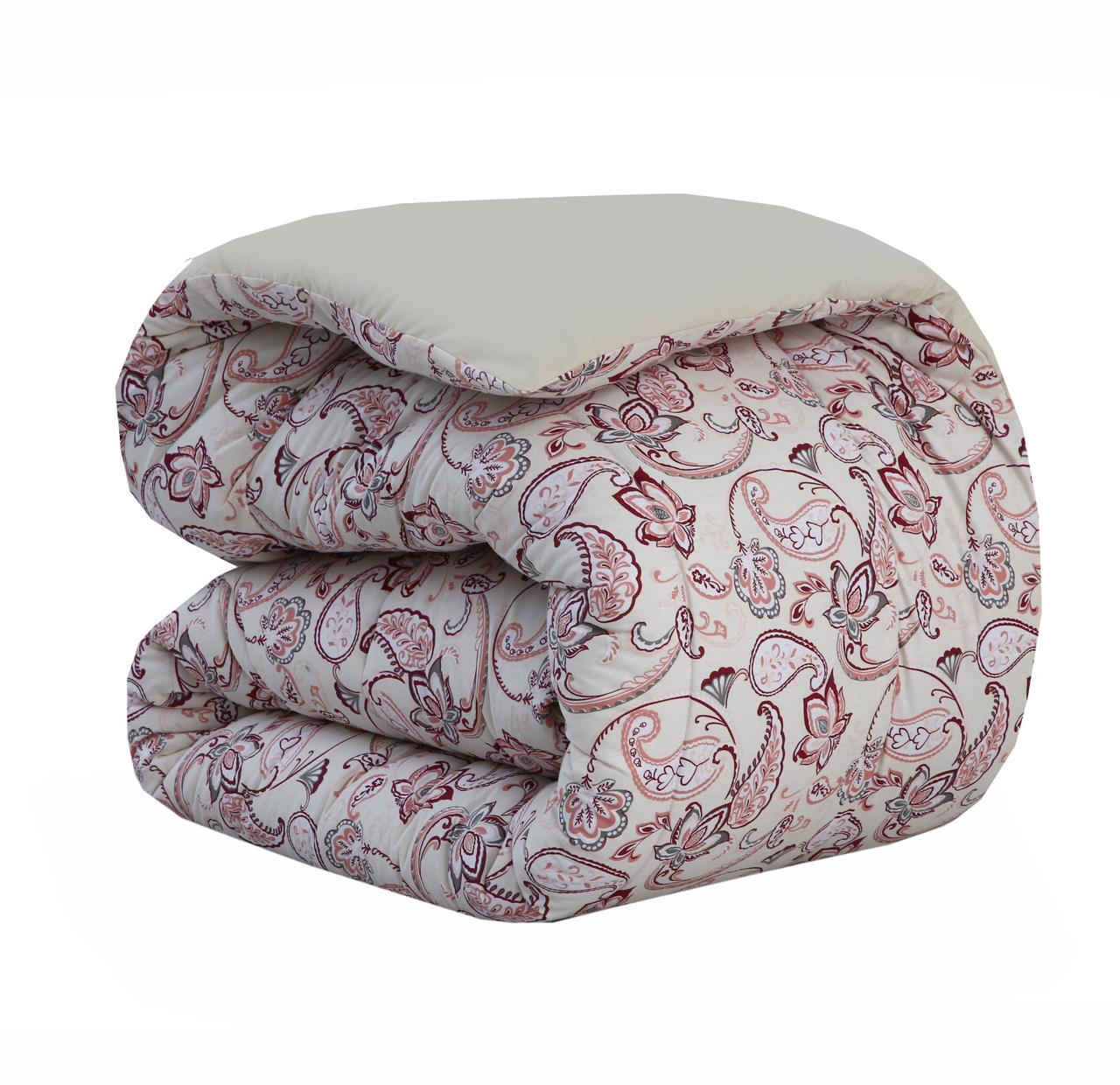 8 PCs Winter Razai Set-Pink Paisley Comforters Apricot