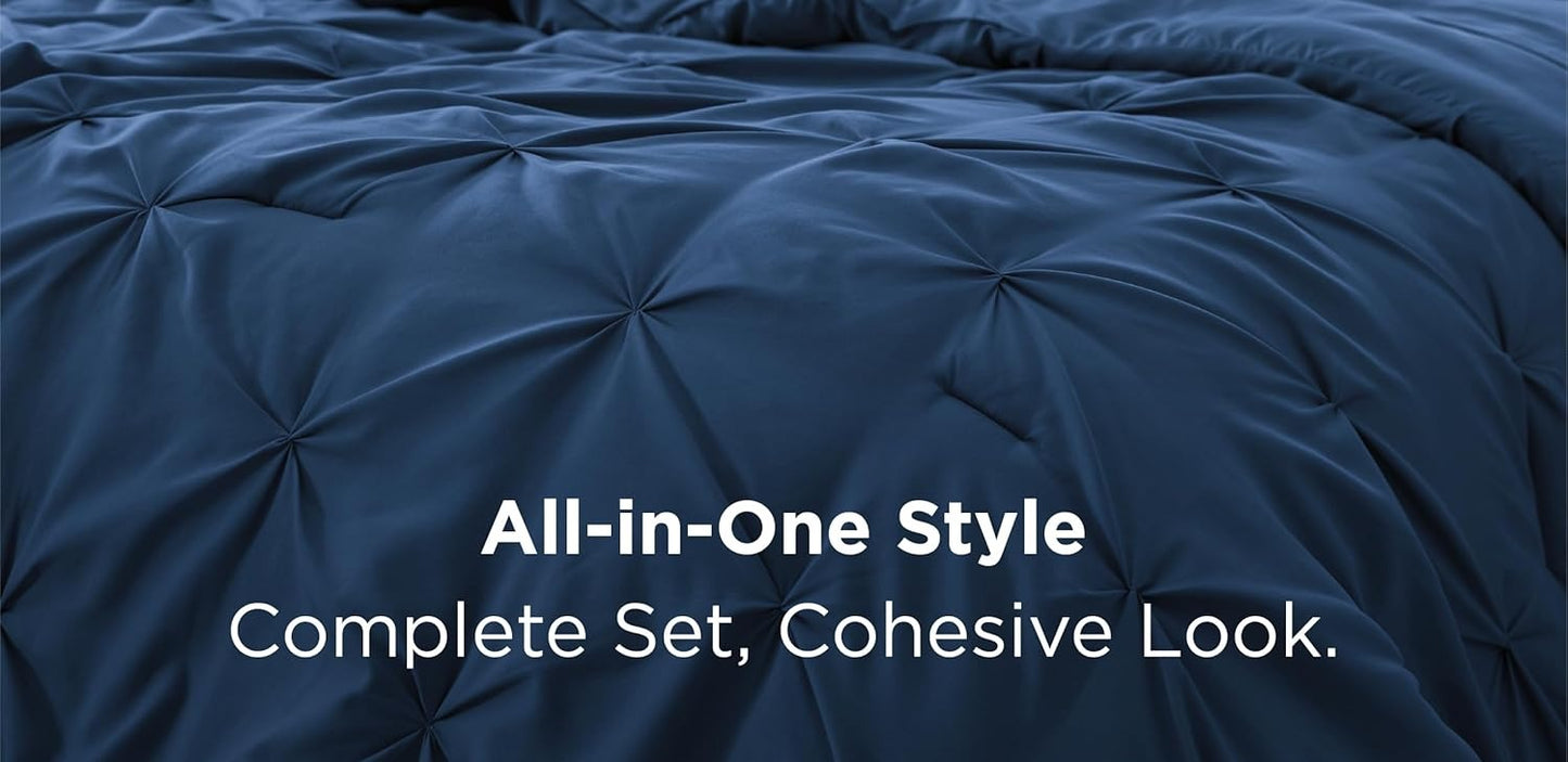 Solid Pintuck Duvet Cover-Navy Blue Bed Sheets Apricot