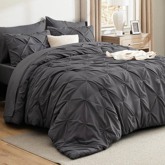 Solid Pintuck Duvet Cover-Grey Bed Sheets Apricot