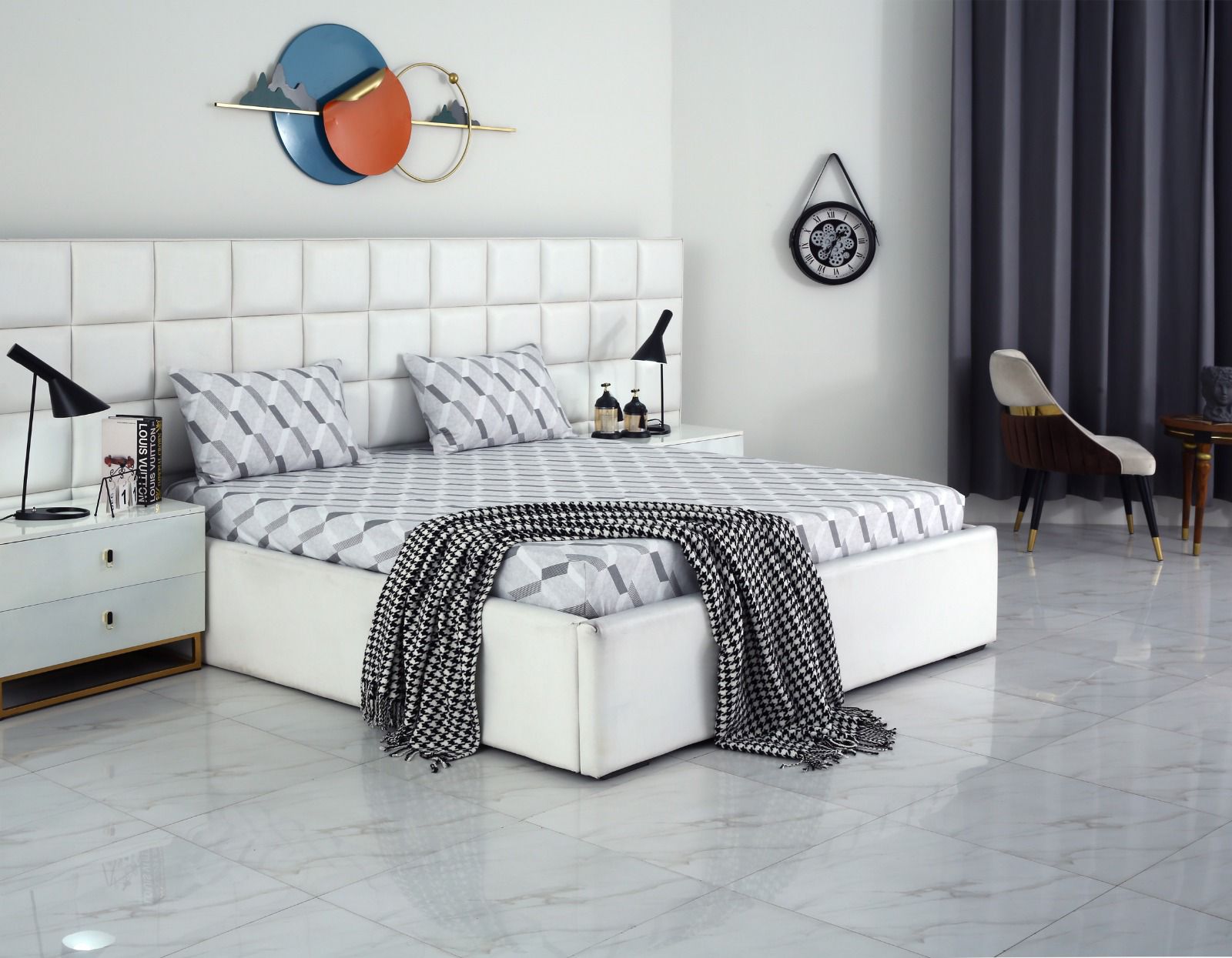 Fitted Bed Sheet-Sliver Triangles Fitted Sheets Apricot