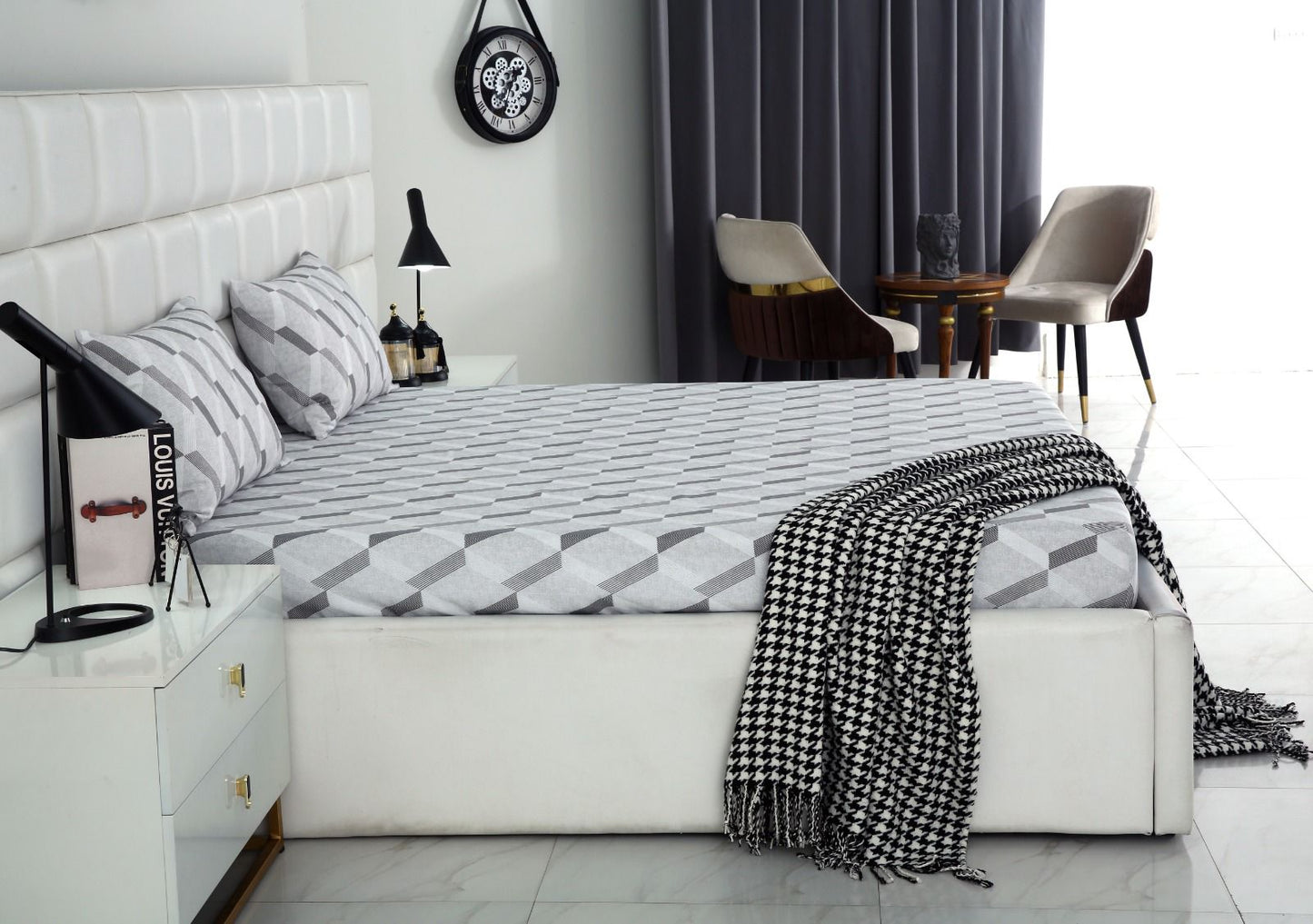 Fitted Bed Sheet-Sliver Triangles Fitted Sheets Apricot