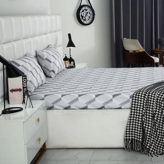 2Pcs Single Bed Sheet-Sliver Triangles