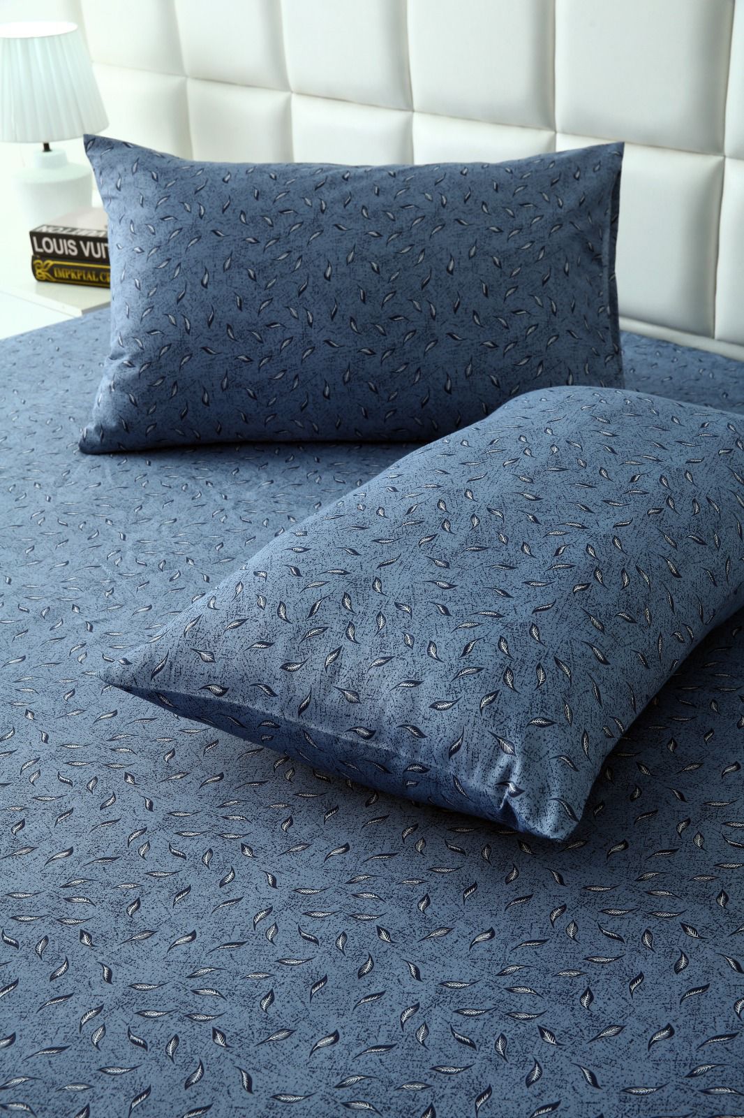 3 PCs Bed Sheet-Blue Feathers BED SHEET Apricot