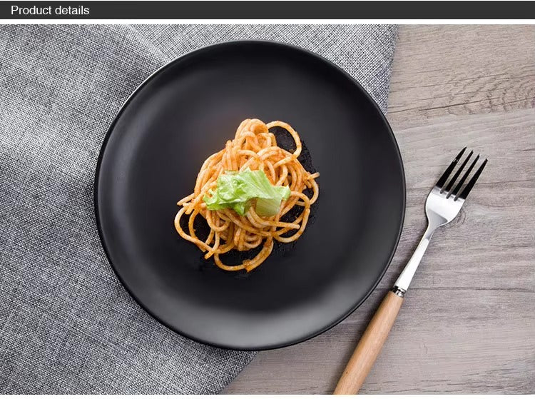 6 Creative Dining Plates-Black cooking set Apricot