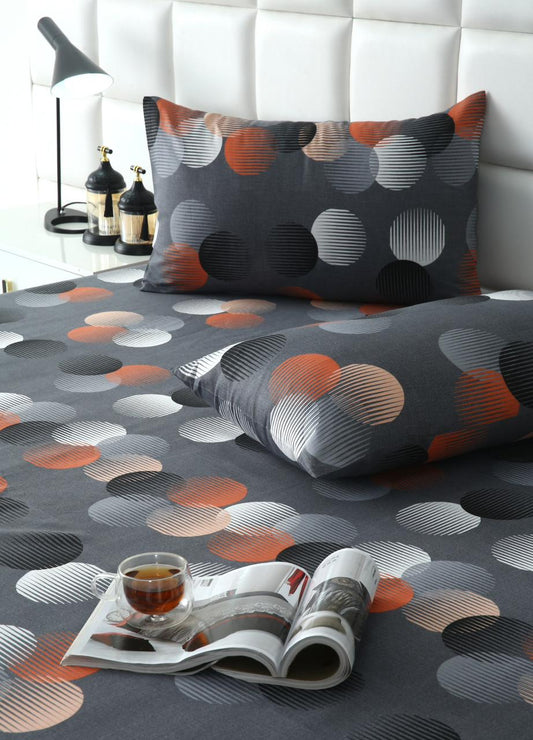 3 PCs Bed Sheet-Illustration Design BED SHEET Apricot