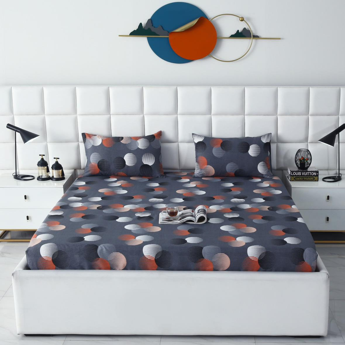 Fitted Bed Sheet-Illustration Design Fitted Sheets Apricot