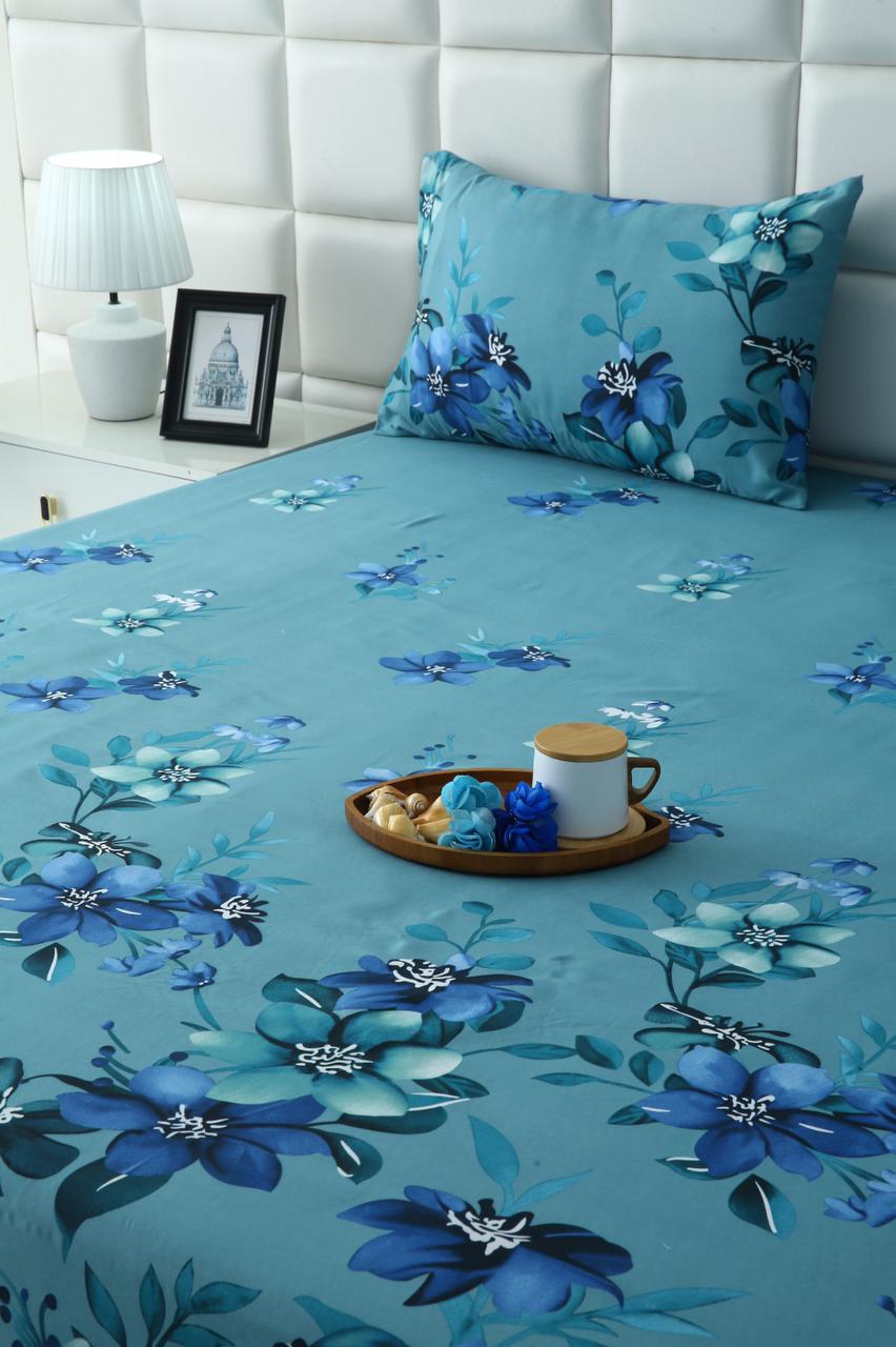3 PCs Bed Sheet-Azure Bloom code BED SHEET Apricot