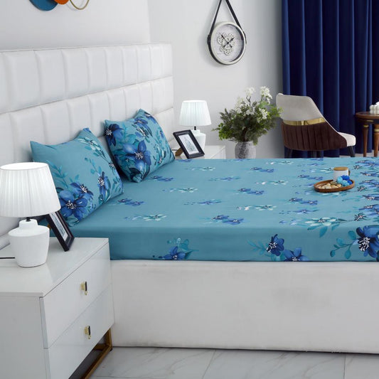 3 PCs Bed Sheet-Azure Bloom code BED SHEET Apricot